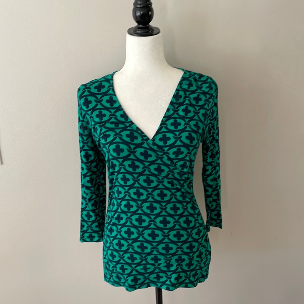 Boden wrap front jersey top